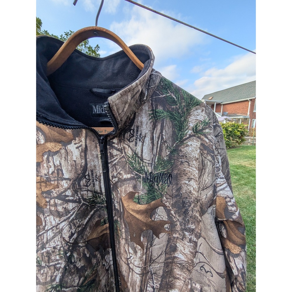 MidwayUSA Mens Camo Jacket Full Zip Hunting Outdoorsman Realtree Large - Picture 4 of 6